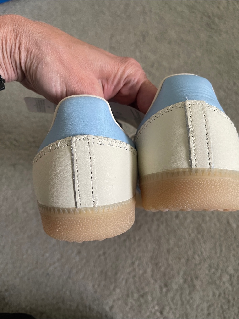 adidas Cream Sneakers with Light Blue and Burgundy Stripe Accents - Picture 3 of 4